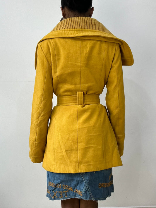 vintage edit thirty-two | small yellow belted trench coat with oversized collar