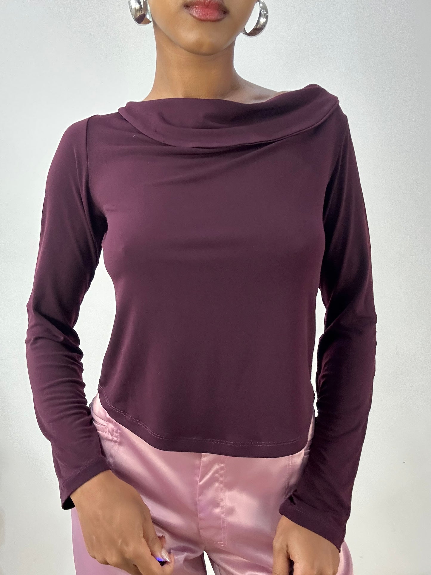 vintage edit: halloween | small purple cowl neck long sleeve top