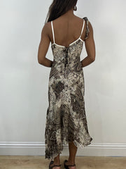 vintage edit: indie sleaze | small brown asymmetric midi dress