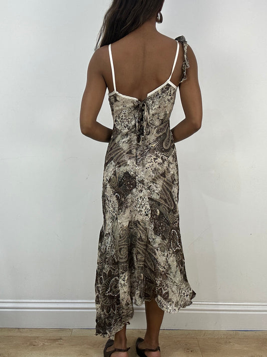 vintage edit: indie sleaze | small brown asymmetric midi dress