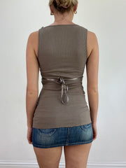 BEST PICKS | small brown ribbed lace tank top
