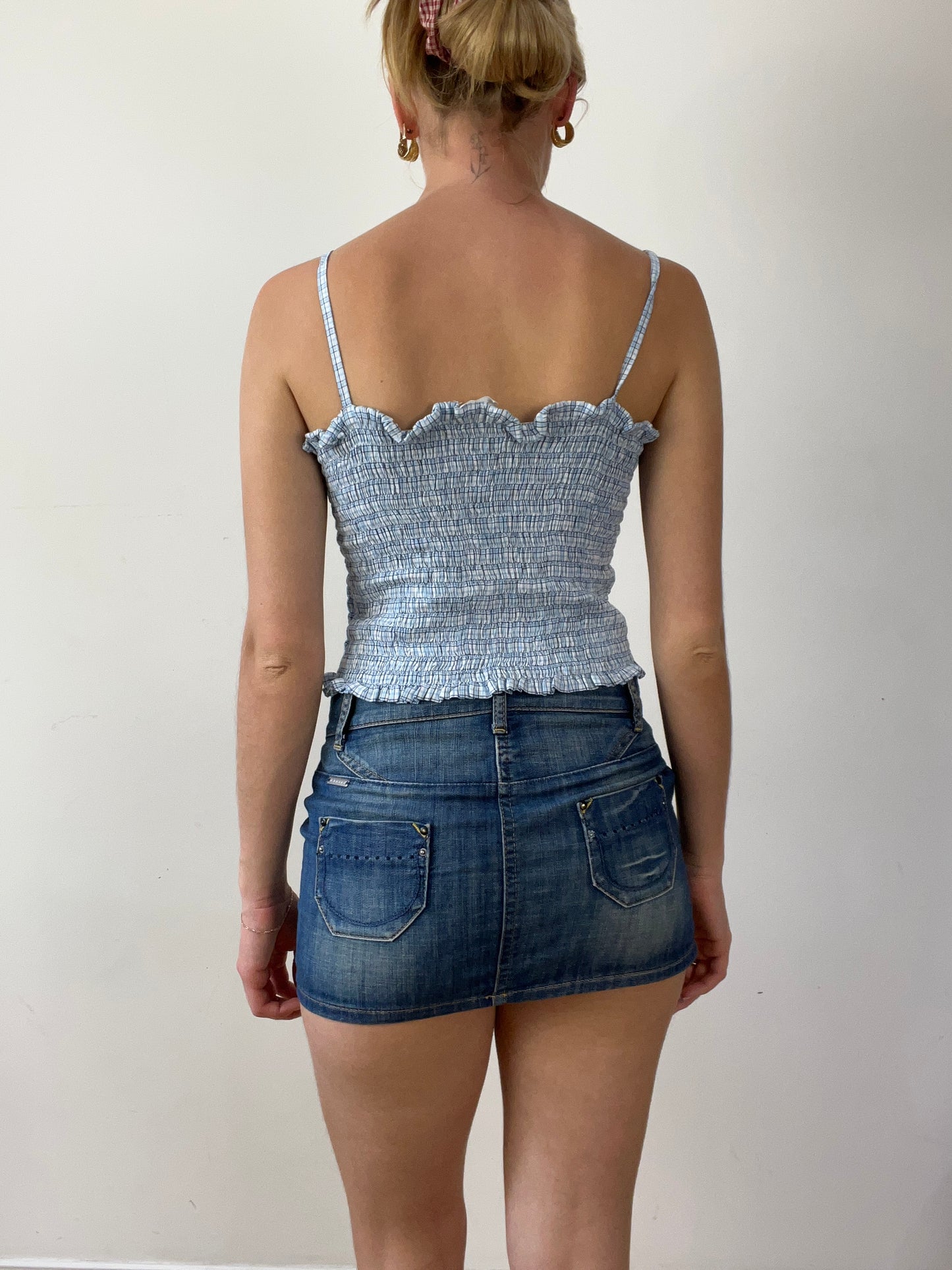 💻 FIELD FAIRY | small blue and white cami with gingham