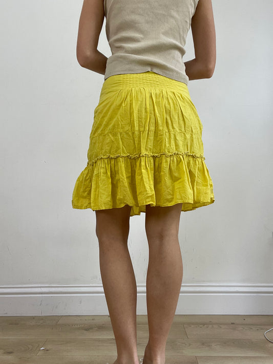 💻💚vintage edit twenty-four | small yellow tiered skirt