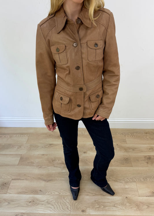 large brown leather jacket