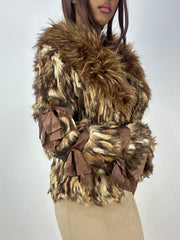 vintage edit thirty-three | small brown mixed fur jacket with statement collar