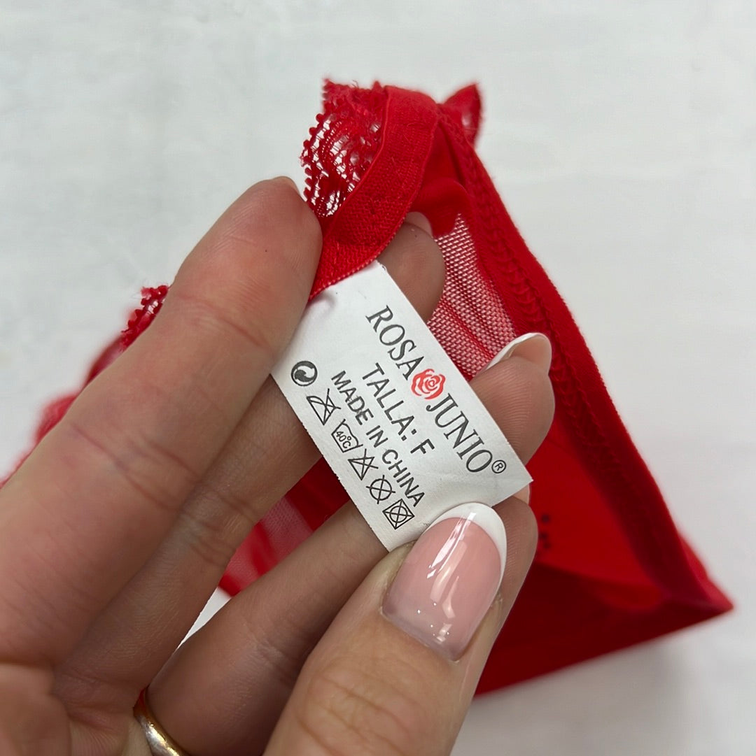 TAYLOR SWIFT DROP | small red lace thong with diamonté ‘sexy’ spell out