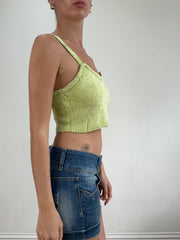 💻‼️ lime green ribbed velour crop top