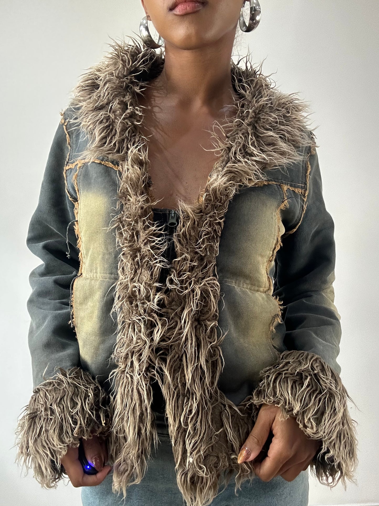 LFW edit | medium blue acid wash denim jacket