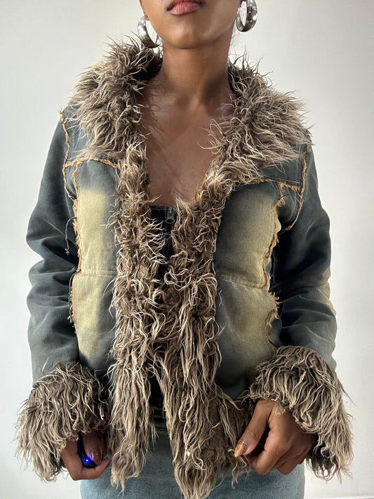 LFW edit | medium blue acid wash denim jacket