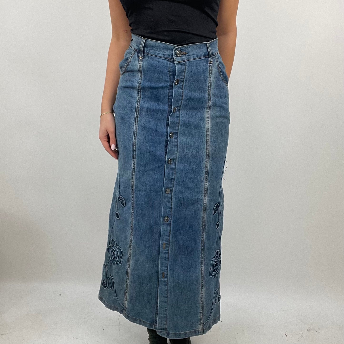 BEST PICKS | small denim button up maxi skirt
