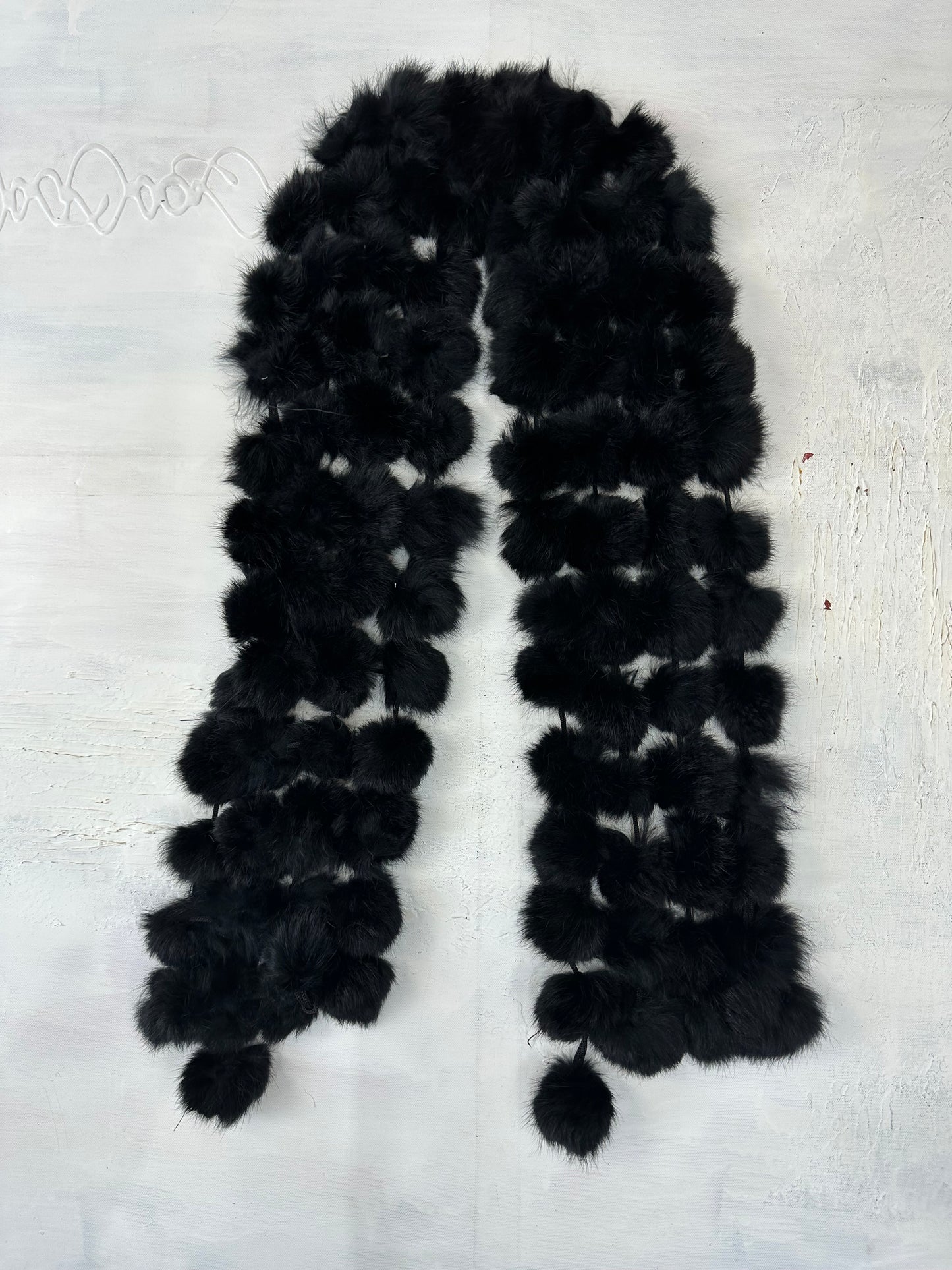 WINTER FAVOURITES | black faux fur pom pom scarf