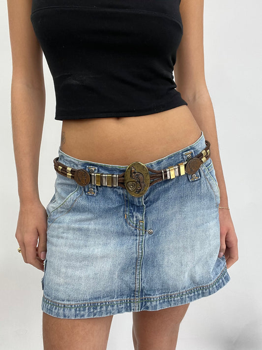 FESTIVAL DROP | brown belt with mixed metal hardware