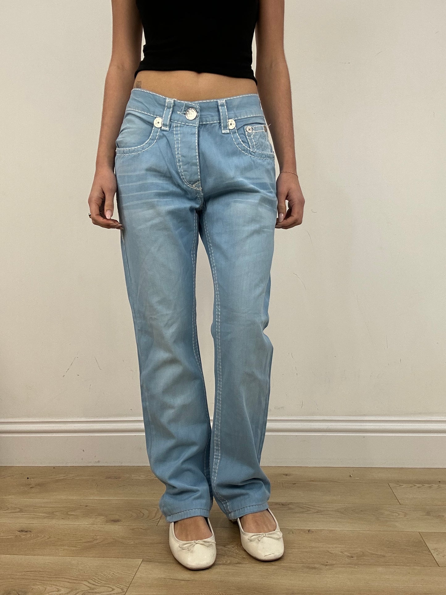 vintage edit ten | medium baby blue true religion jeans