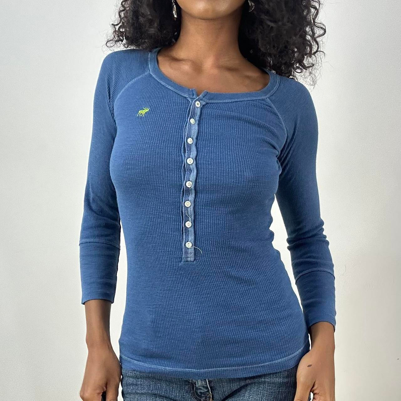 💻 RACHEL GREEN DROP | extra small navy blue abercrombie and fitch long sleeve top