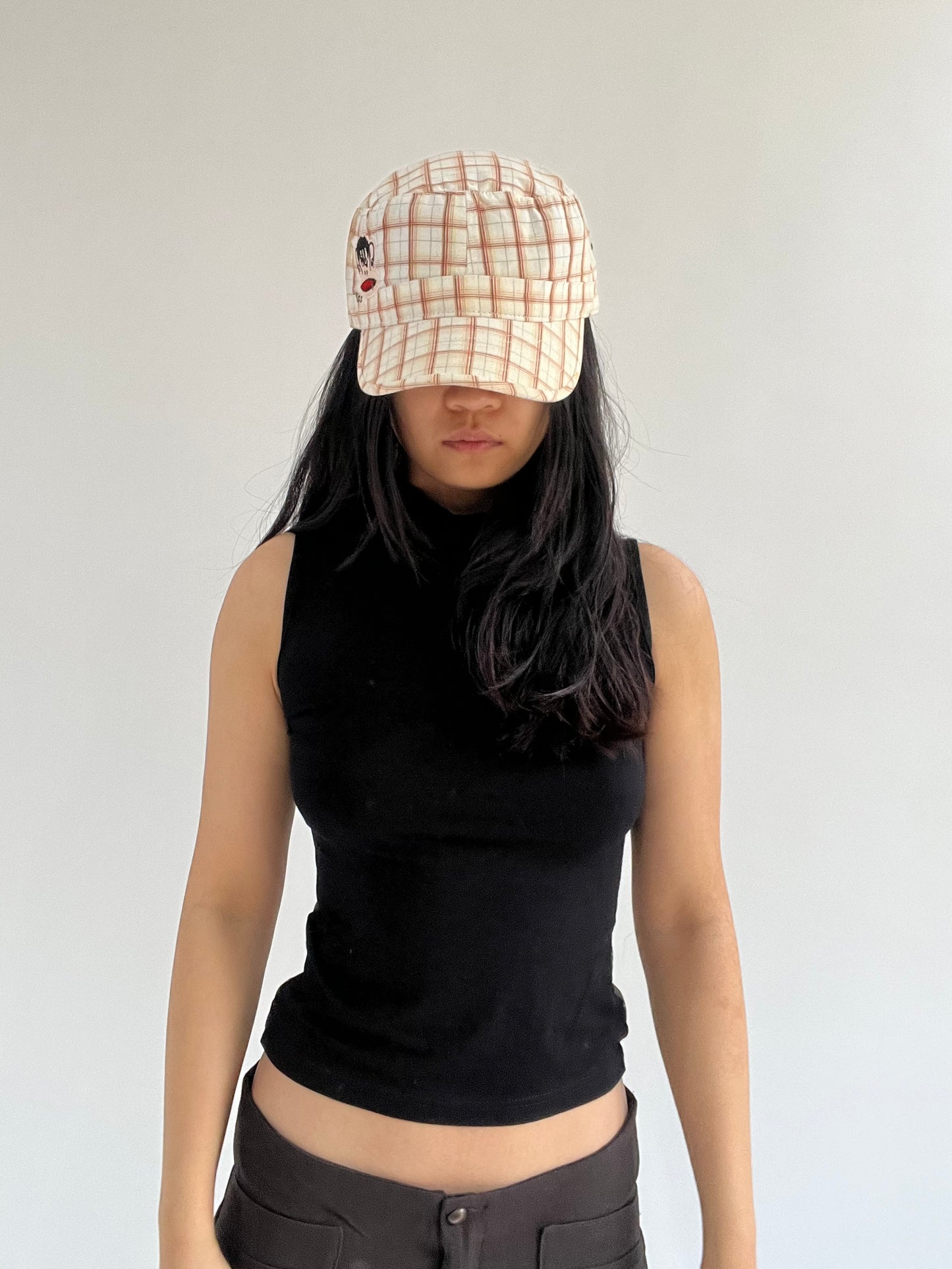 ‼️ white plaid detail cap