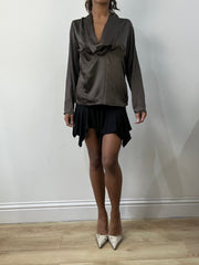 romantic grunge edit | small brown satin style long sleeve top