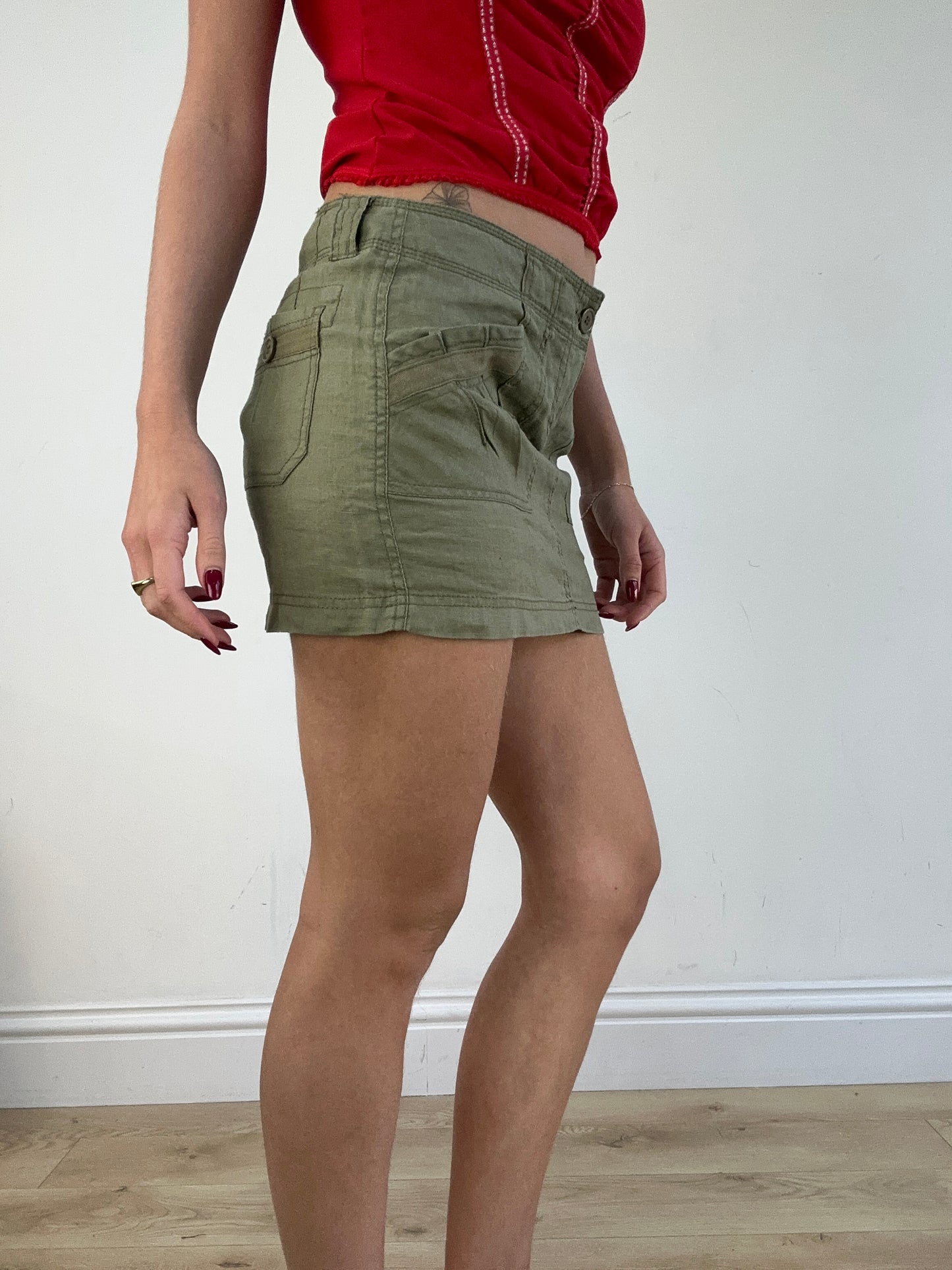 vintage edit sixteen | extra small khaki cargo style skirt