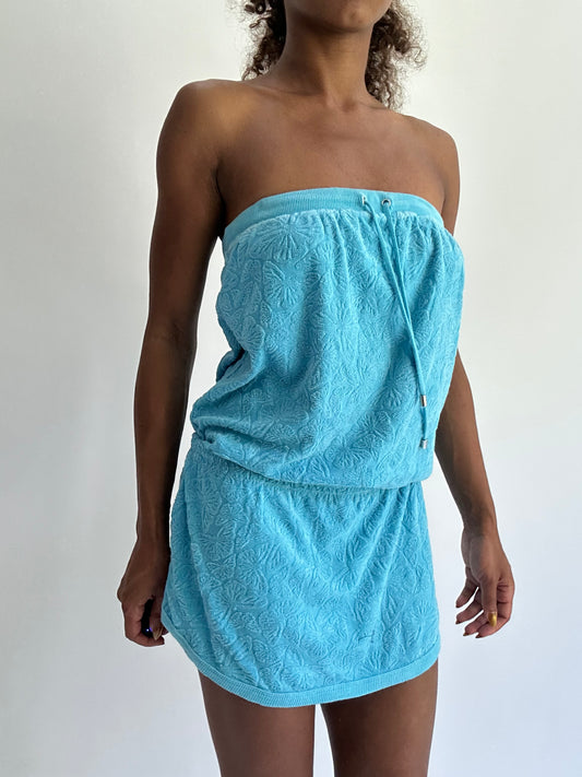 BEST PICKS | small blue towelling bandeau playsuit