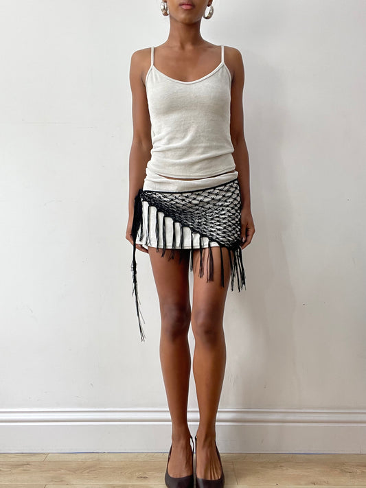 midsummer edit | one size black beaded crochet beach skirt