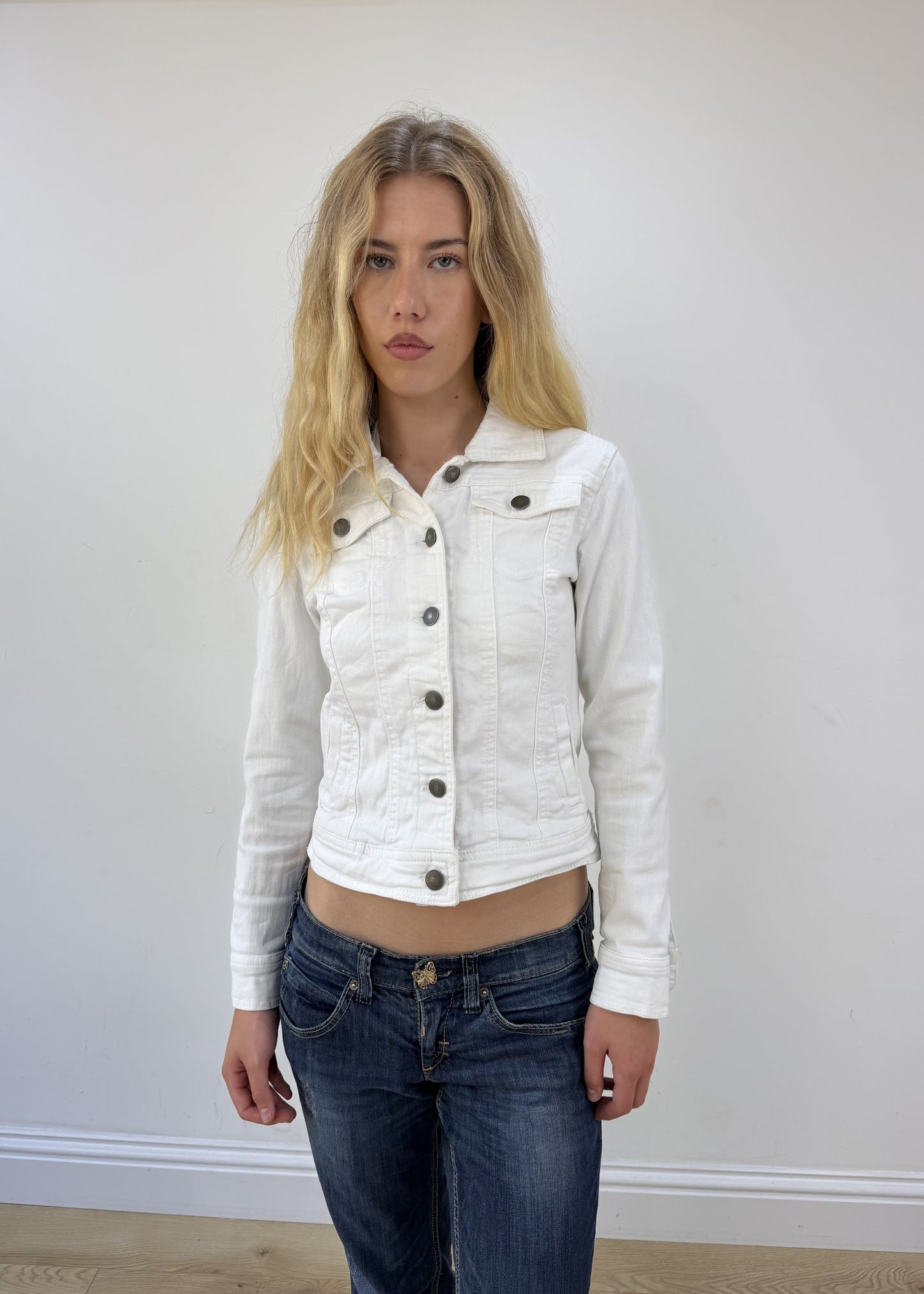 small white denim jacket