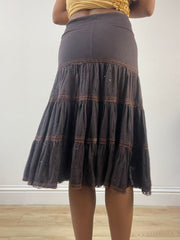 BEST PICKS | extra small brown tiered midi skirt