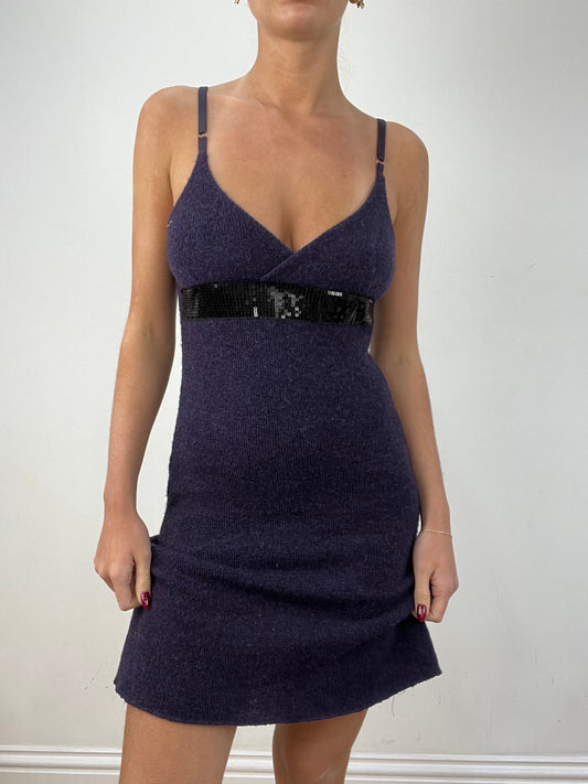 vintage edit twelve | small purple knitted sequin dress