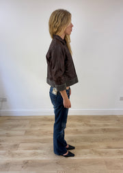 small brown faux leather jacket