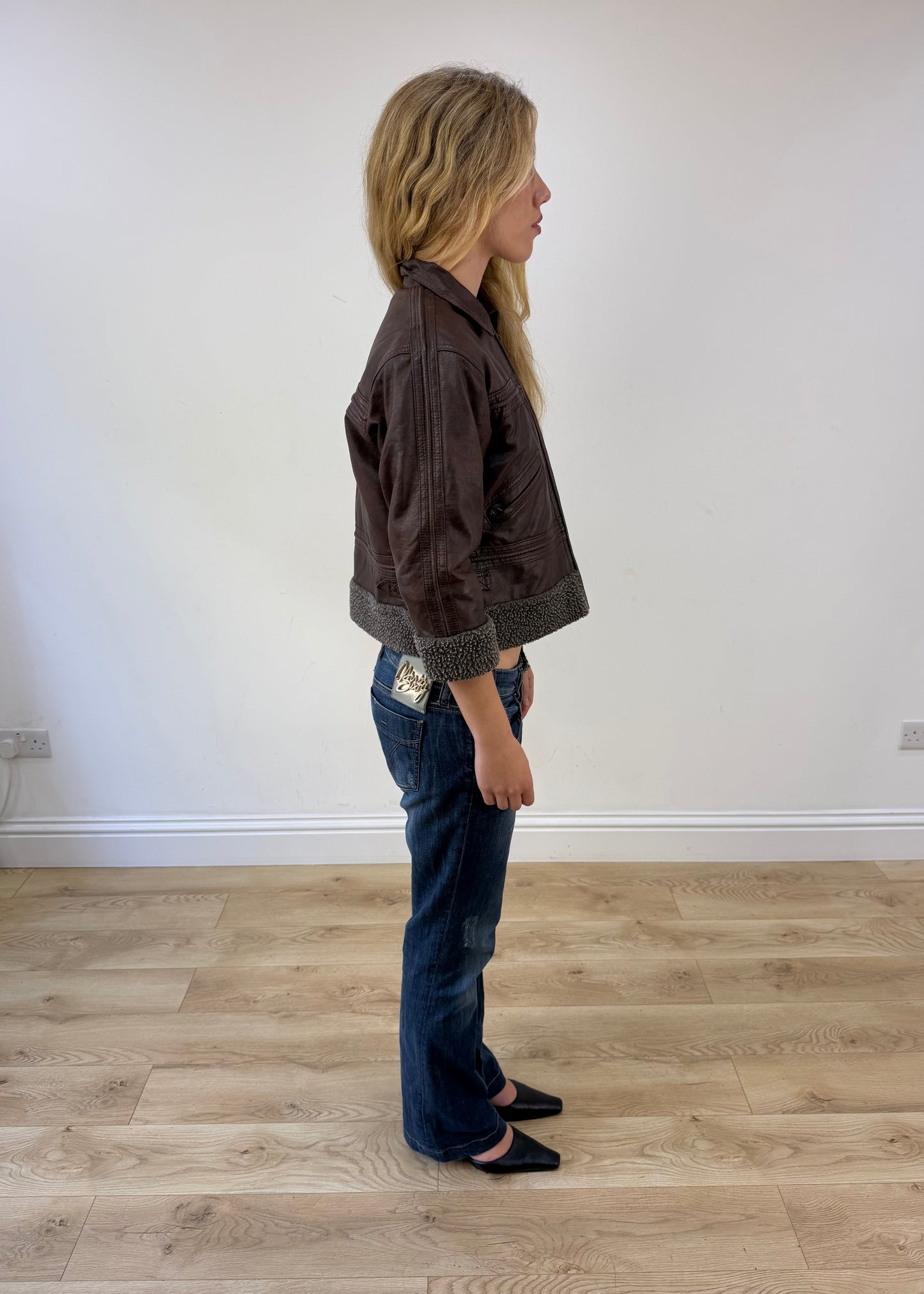 small brown faux leather jacket