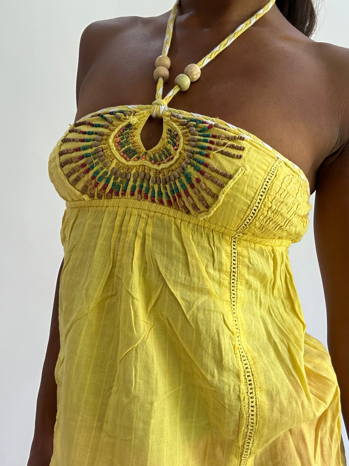 colourmaxxing drop | small yellow bandeau halterneck top