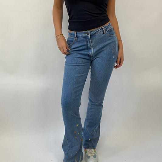 💻 POSH AND BECKS DROP | small blue high waisted jeans with embroidery detail