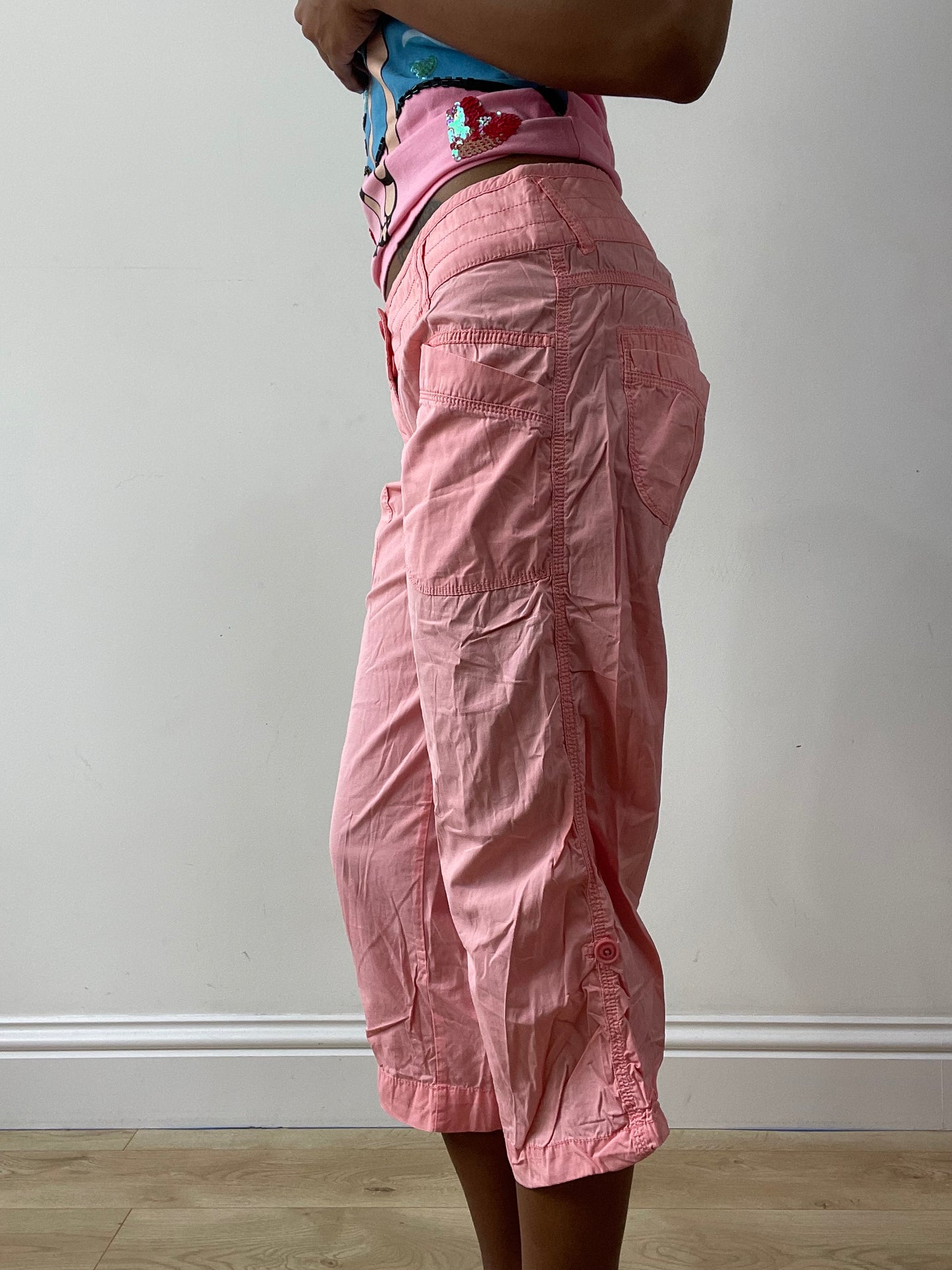 midsummer edit | small pink cargo capri trousers