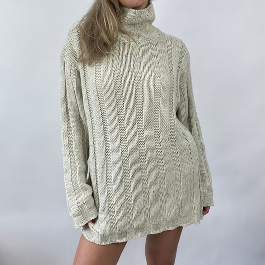 90s MINIMALISM DROP | large cream turtleneck jumper dress