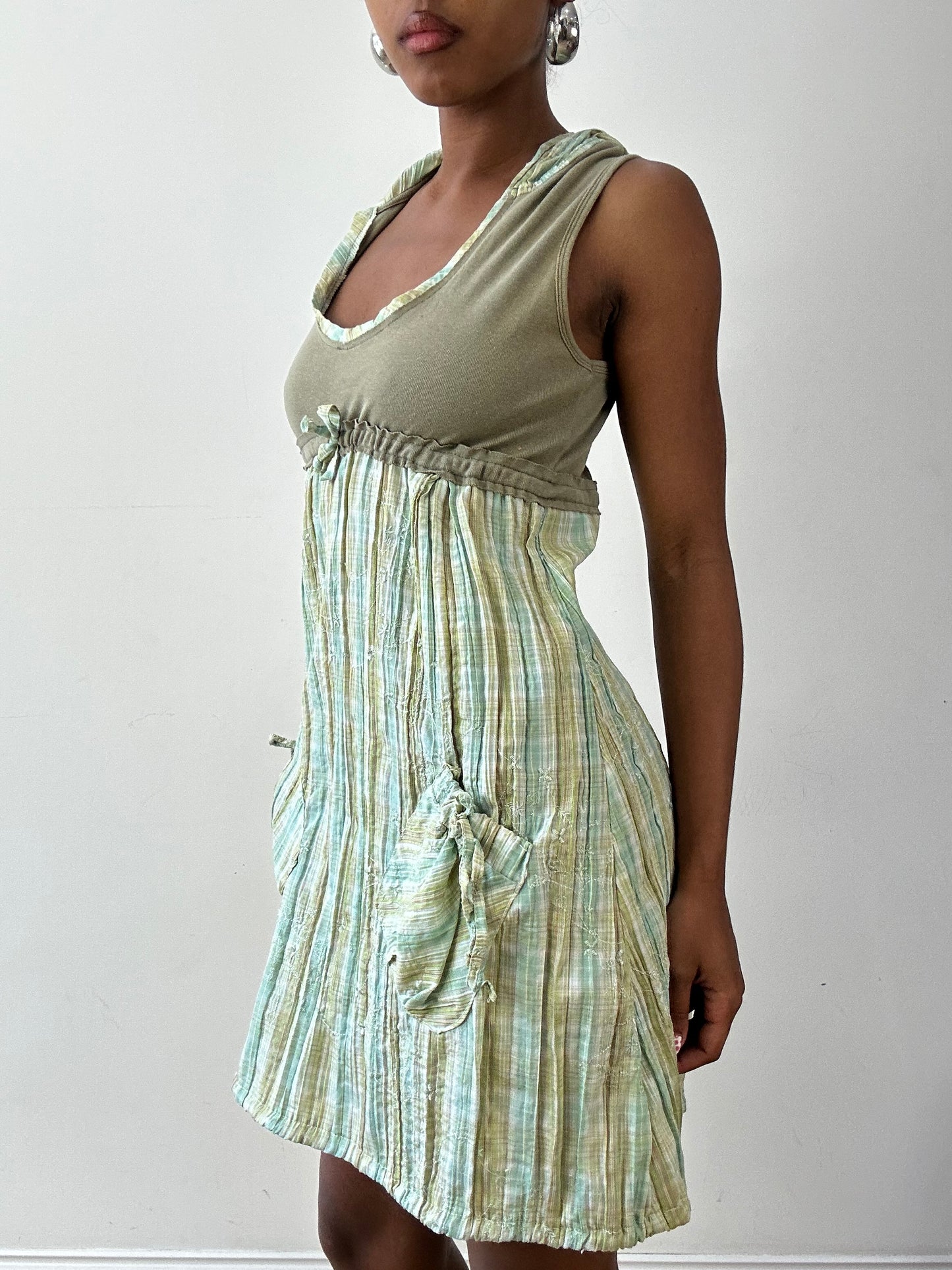 vintage edit twenty-seven | small grey and green hooded mini dress
