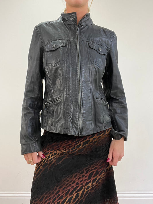 vintage edit thirteen | medium black faux leather jacket