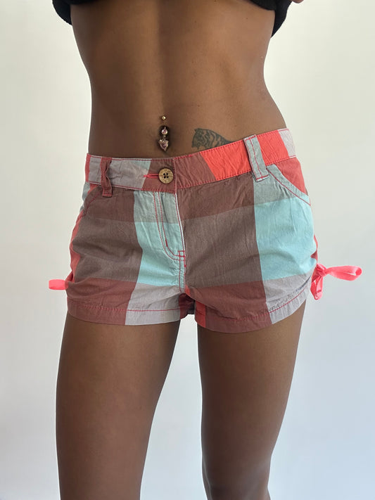 beach drop | medium pink o’neill plaid mini shorts