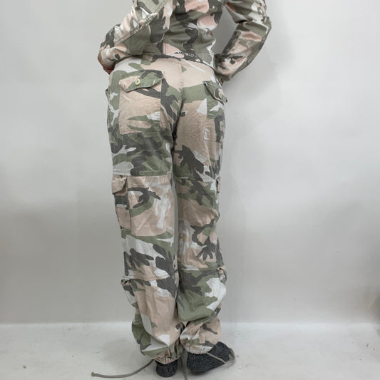 STUDIO FAVES | small pink and green camo cargo trousers