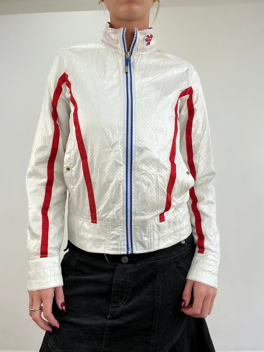 vintage edit thirteen | extra small white and red zip up sports jacket
