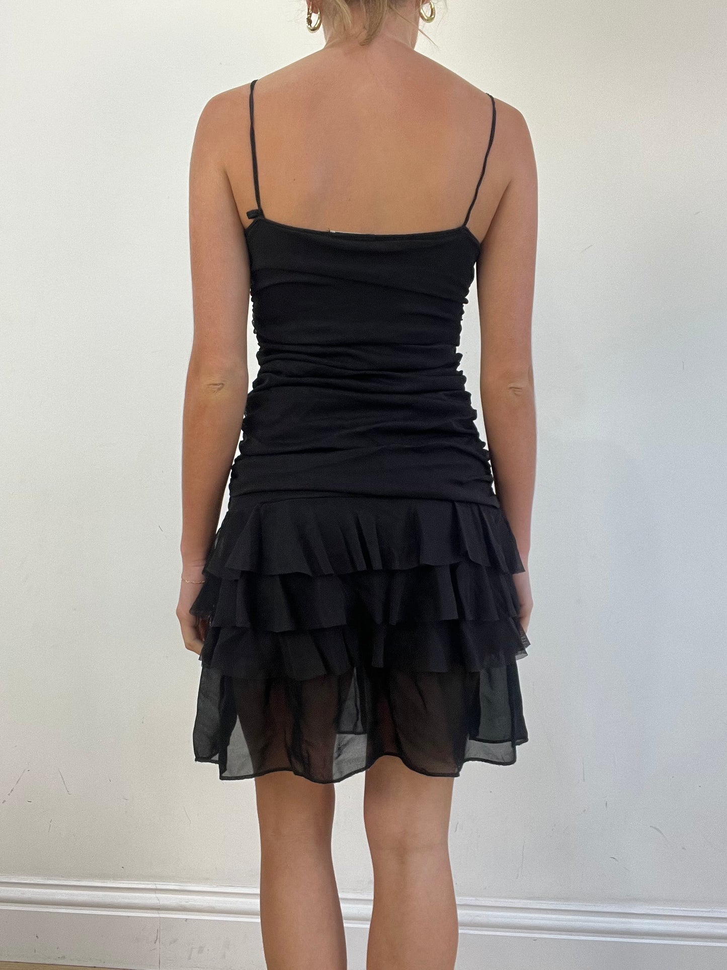 vintage edit eleven | small black sheer mesh overlay ruched fairycore dress