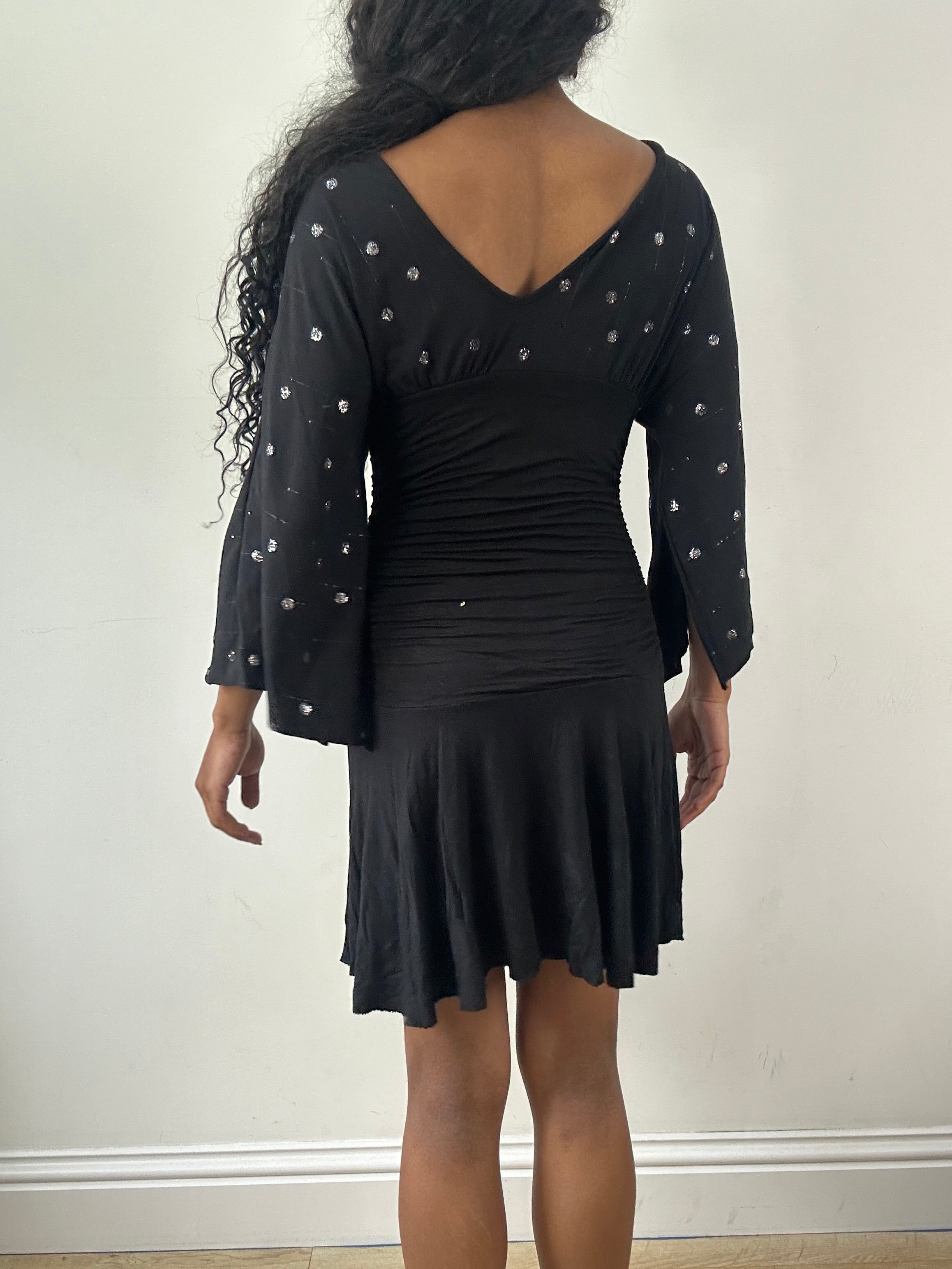 sachin and babi light blue dress ASOS DESIGN extreme batwing sleeves mini dress in chocolate