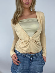 💻 ADDISON RAE DROP | s/m double layered beige long sleeve top