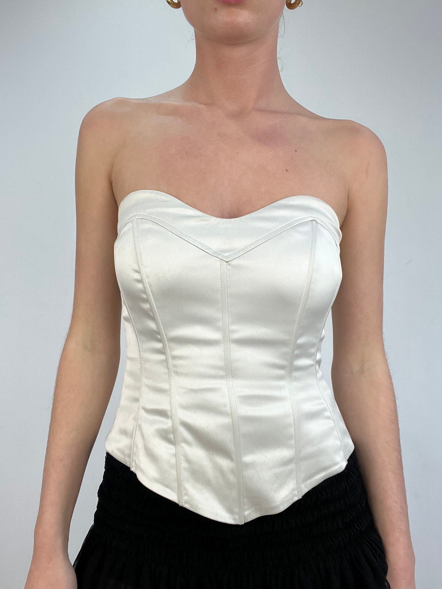 vintage edit: date night | small silver satin style h&m corset