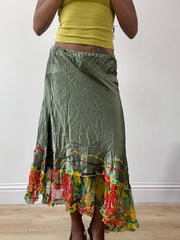 vintage edit twenty-five | Pequeno Midi Verde Sorte com Flores