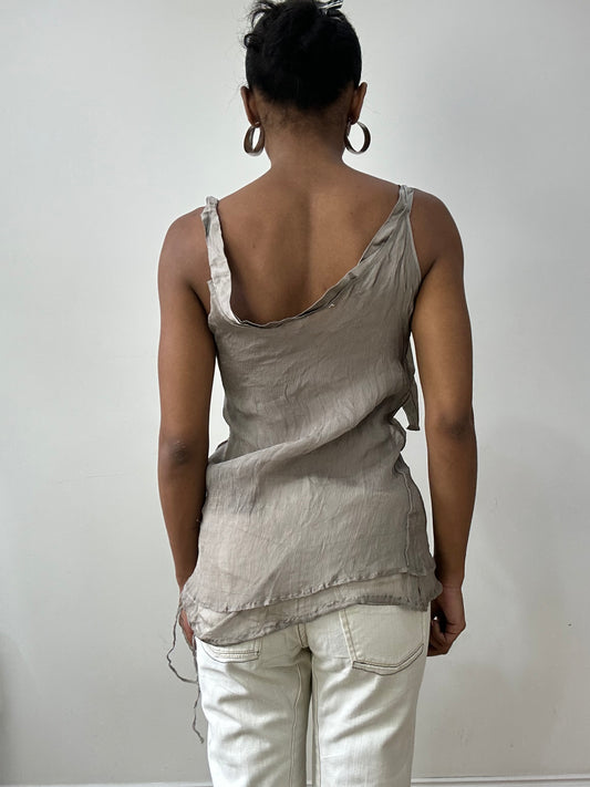vintage edit thirty-two | taille: S · couleur: gris · article: caraco · détails: à nouer + ruban + détail