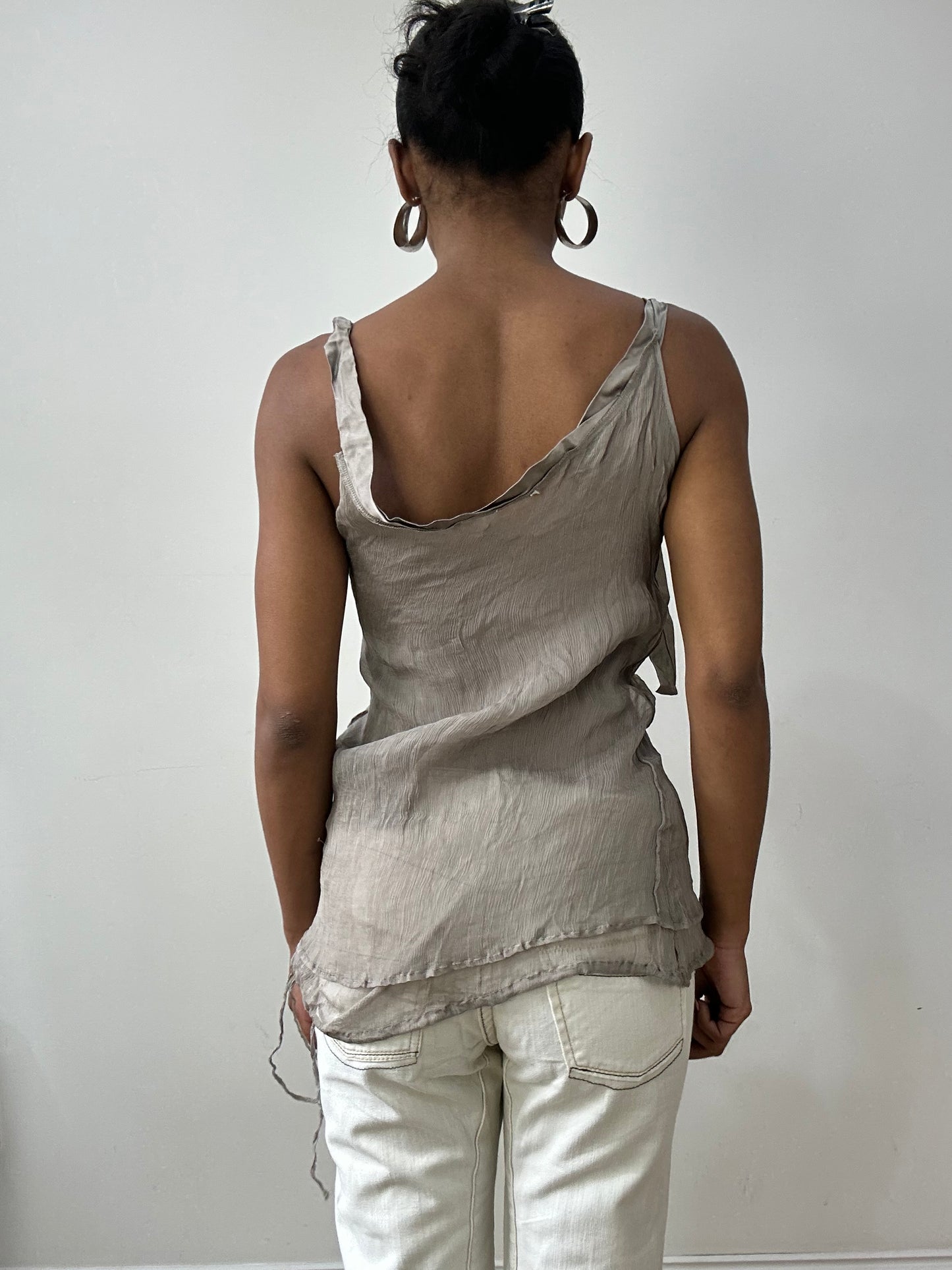 vintage edit thirty-two | small grey cami with tie up ribbon detail