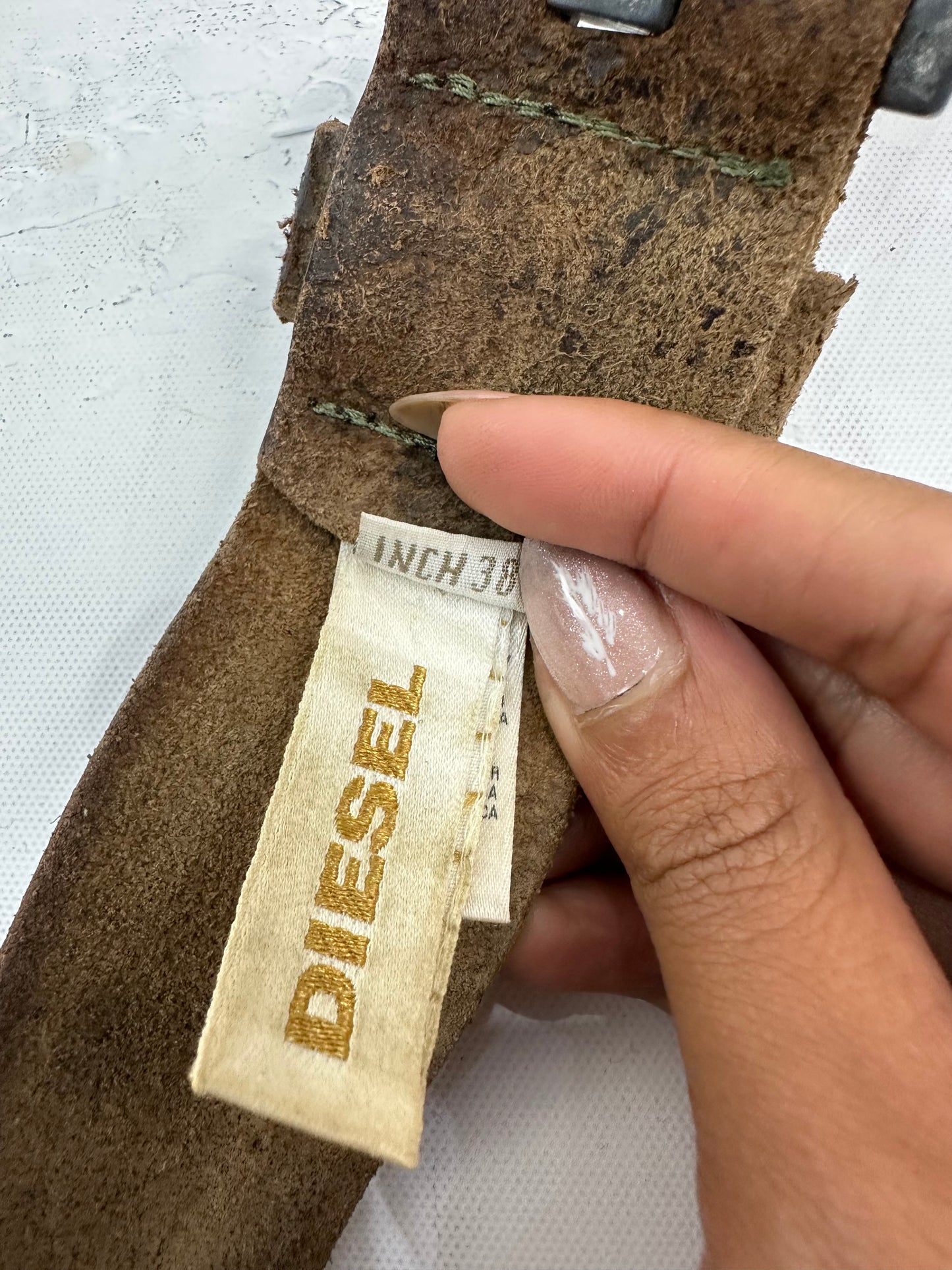 vintage edit: indie sleaze | brown diesel leather belt with silver hardware