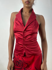 MEJORES SELECCIONES | top de chaleco halterneck rojo extra pequeño