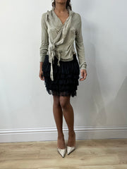 romantic grunge edit | medium grey frill long sleeve wrap top