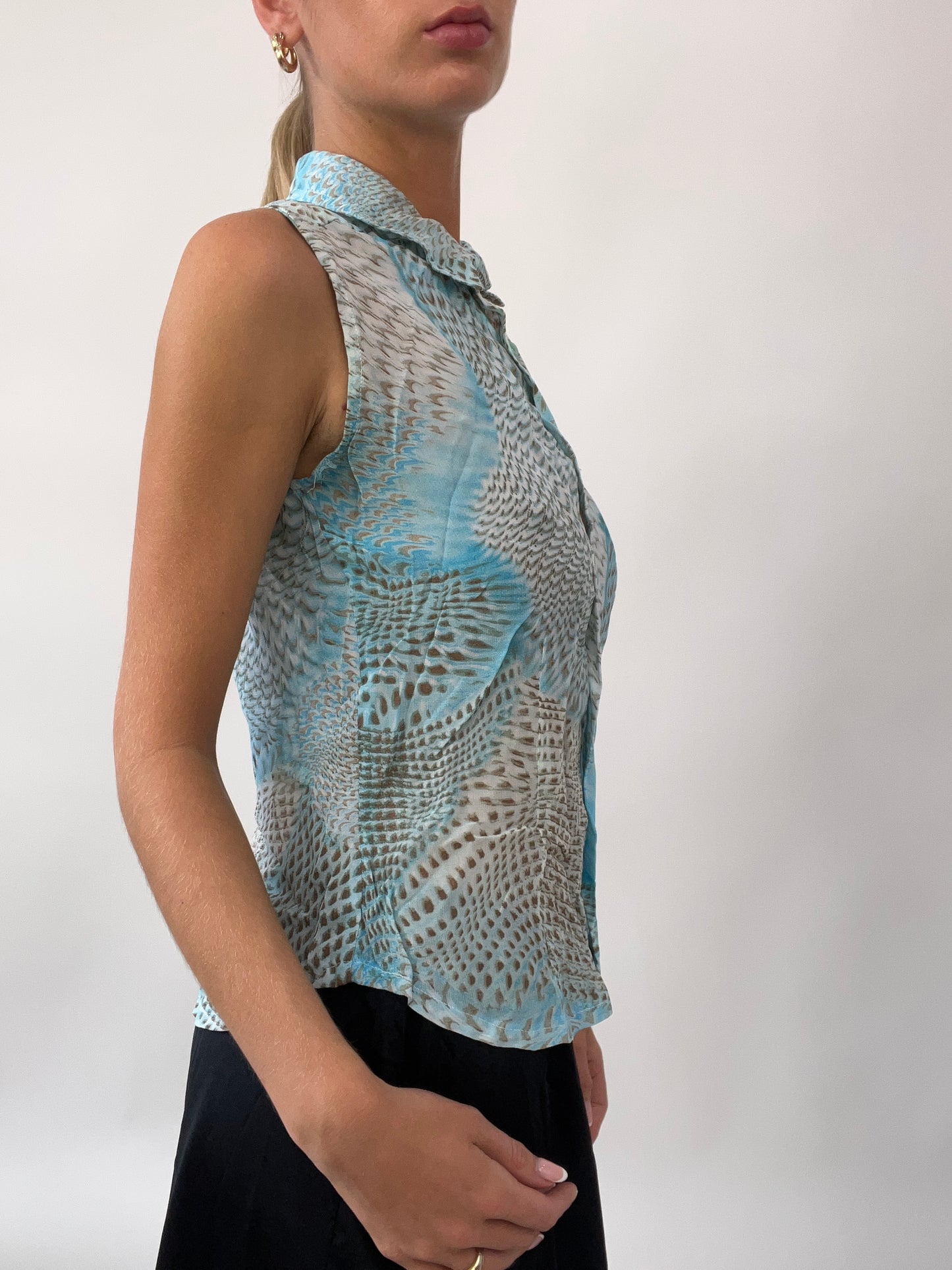 GIRLS TRIP DROP | small blue and grey sheer set with maxi skirt and blouse