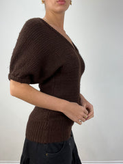 💻💚 vintage edit twelve | small brown old bershka cinched knitted top