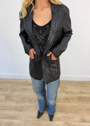 medium black faux leather jacket